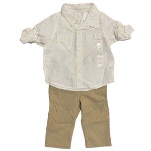 Gap Outfit | White Button Down and Khaki Pants | 6-12 Months (NWTs)